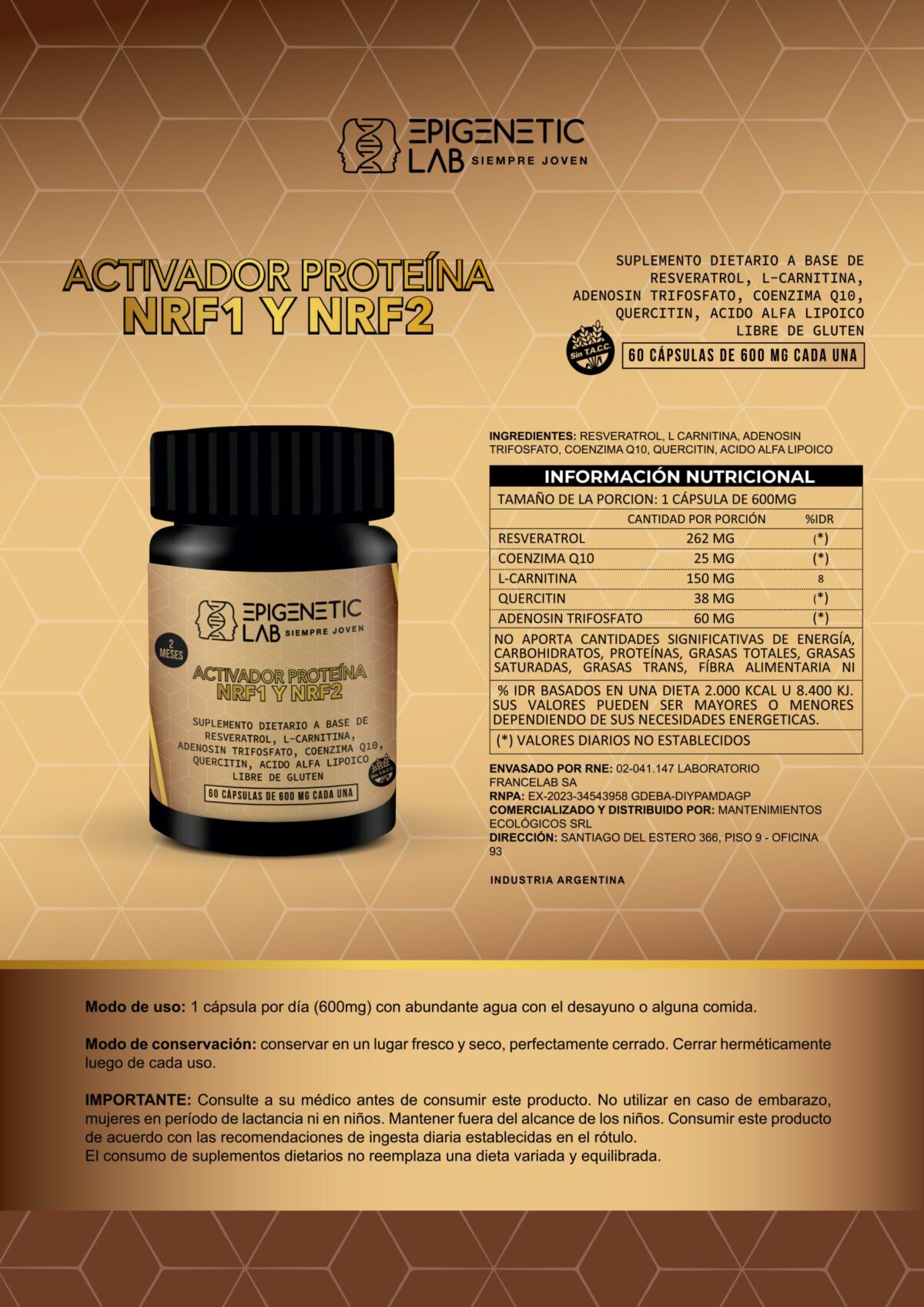 ACTIVADOR DE LA PROTEINA NRF1 Y NRF2 X 60 CAPSULAS SIN TACC - Image 6