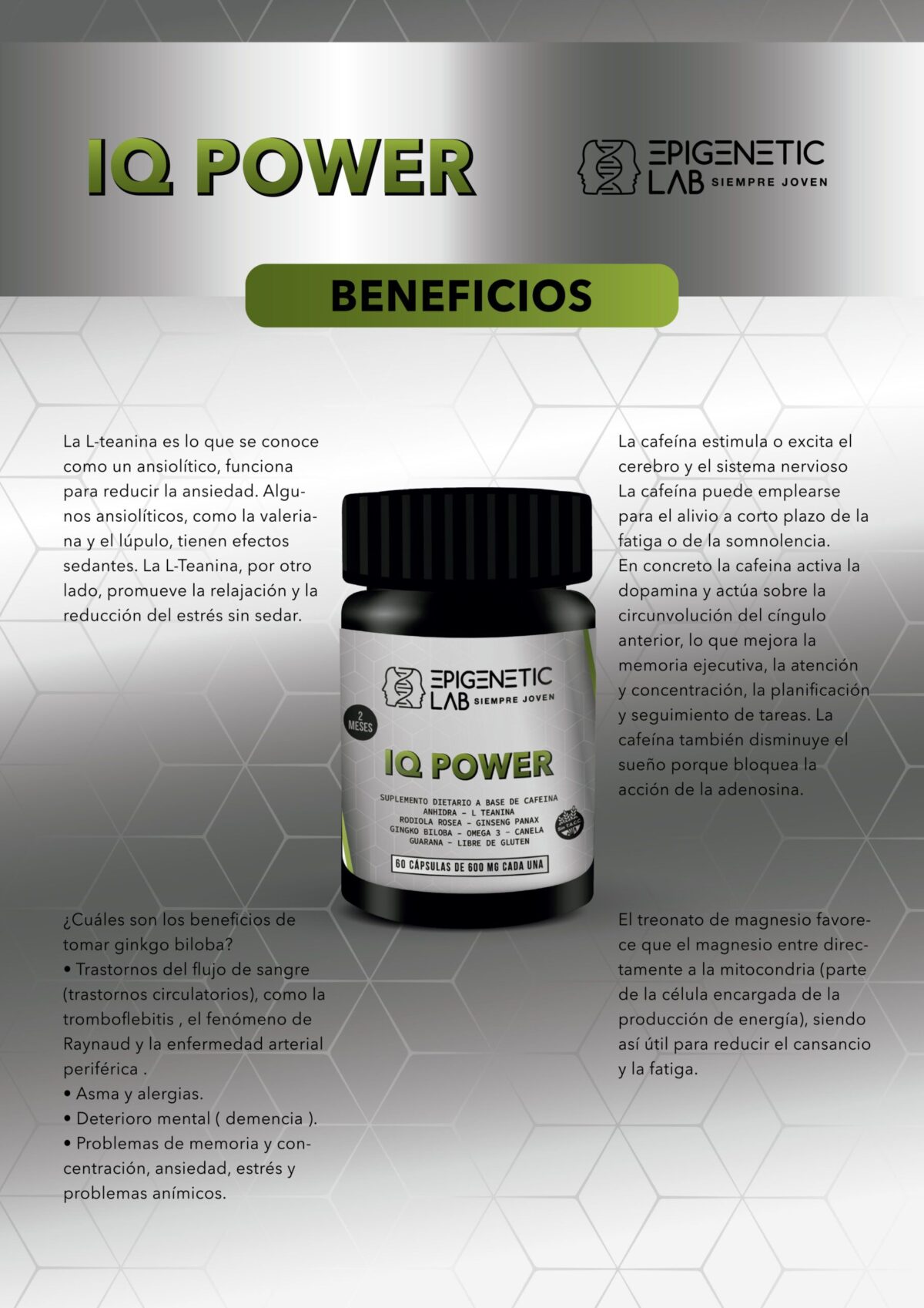 IQ POWER NEUROTRANSMISOR POTENCIA LA CONCENTRACION X 60 CAPSULAS DE 600 MG SIN TACC - Image 6