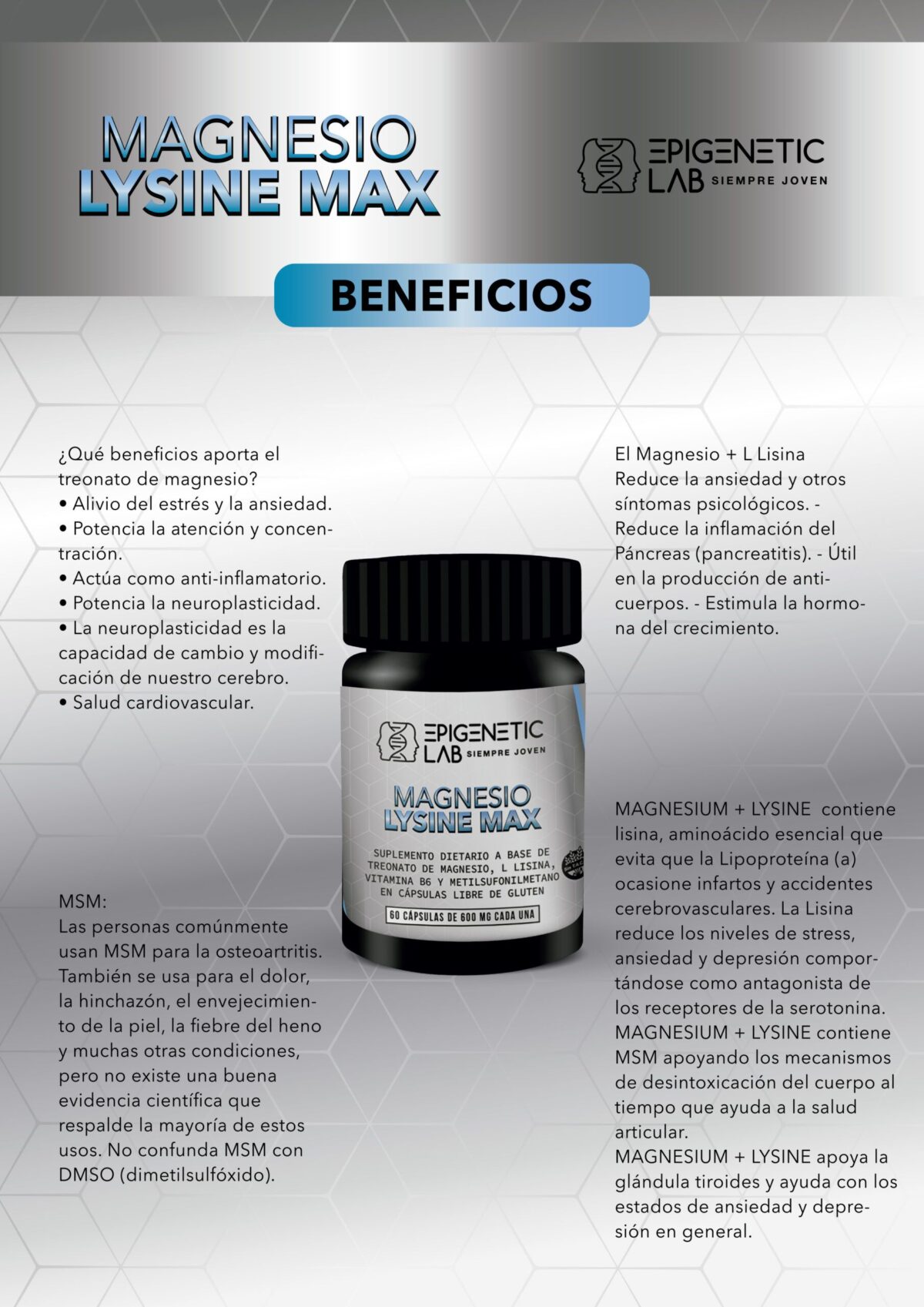 MAGNESIO LYSINE MAX X 60 CAPSULAS DE 600 MG SIN TACC - Image 6