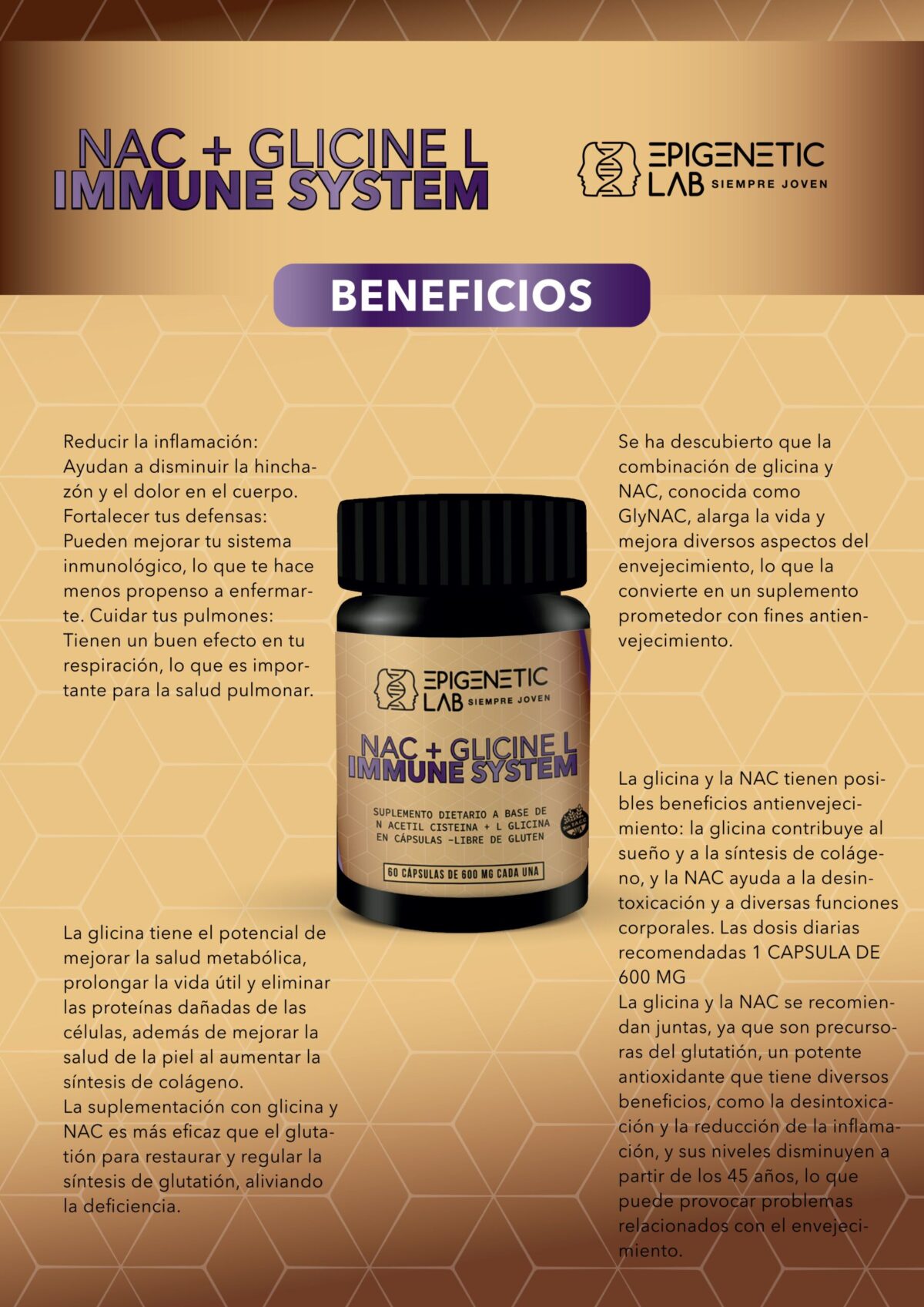 NAC + GLICINE L INMUNE SYSTEM X 60 CAPSULAS DE 600 MG SIN TACC - Image 5