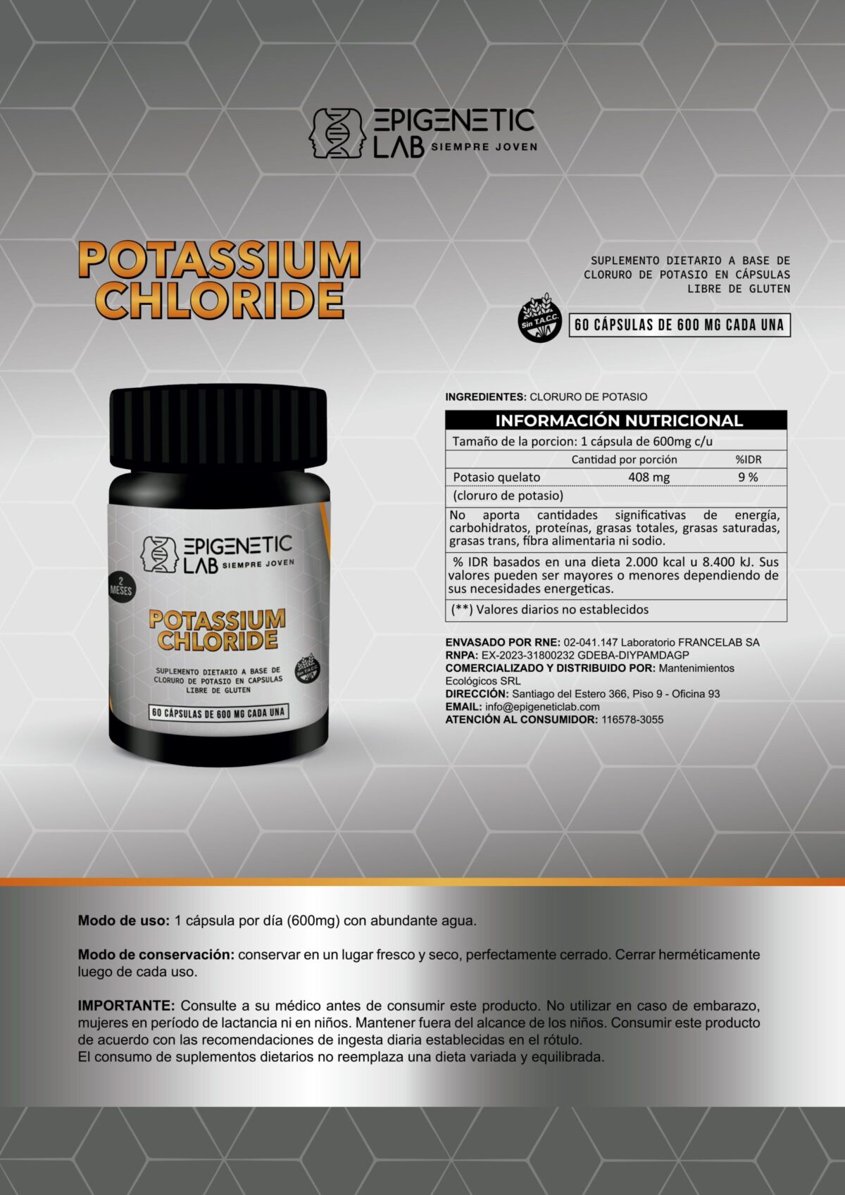 CLORURO DE POTASIO PURO X 60 CAPSULAS SIN TACC - Image 5