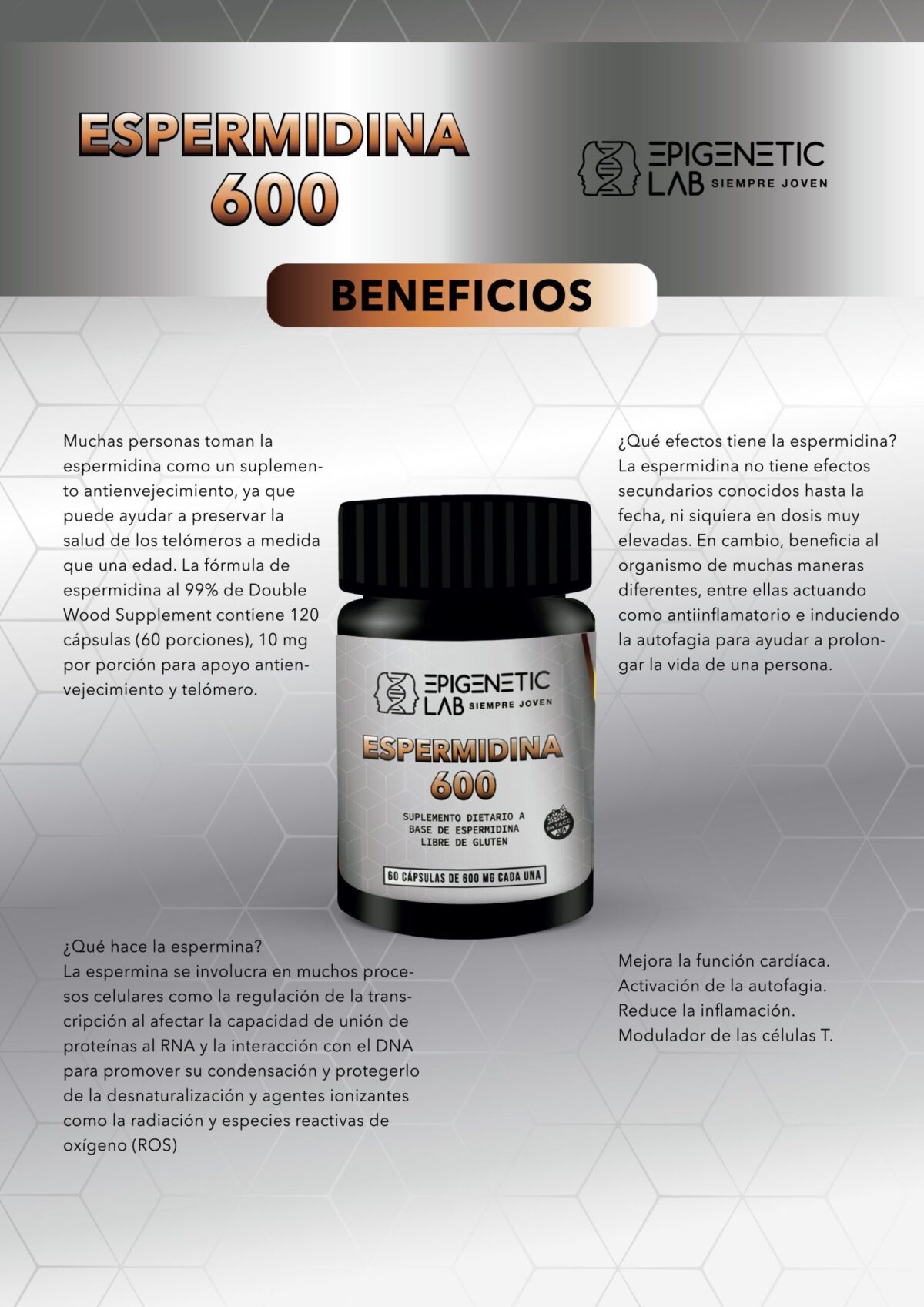 ESPERMIDINA 600 X 60 CAPSULAS DE 600 MG SIN TACC LONGEVIDAD + VMAX FORTE X 30 COMPRIMIDOS - Image 8