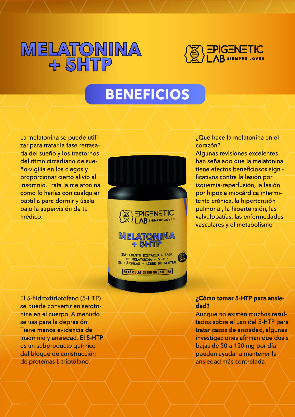 MELATONINA + 5 HTP X 60 CAPSULAS DE 600 MG SIN TACC - Image 3