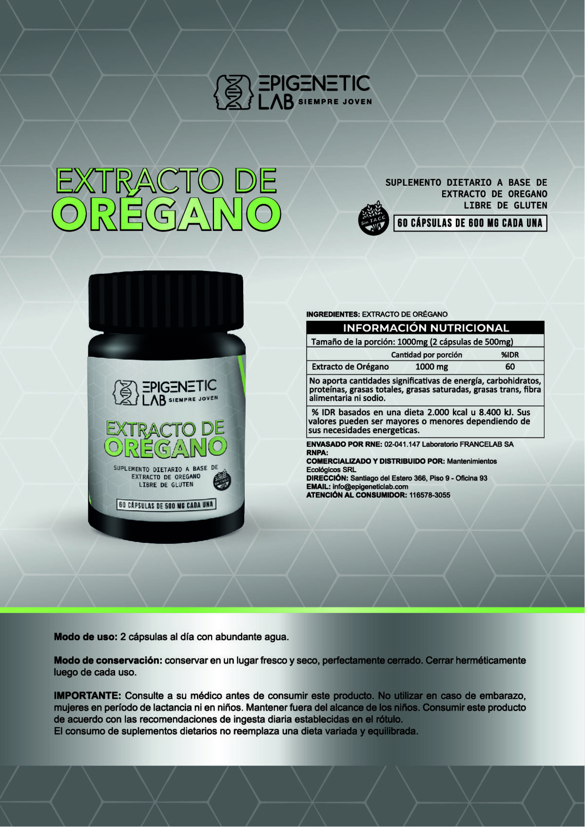EXTRACTO DE OREGANO X 60 CAPPSULAS DE 600 MG SIN TACC - Image 2