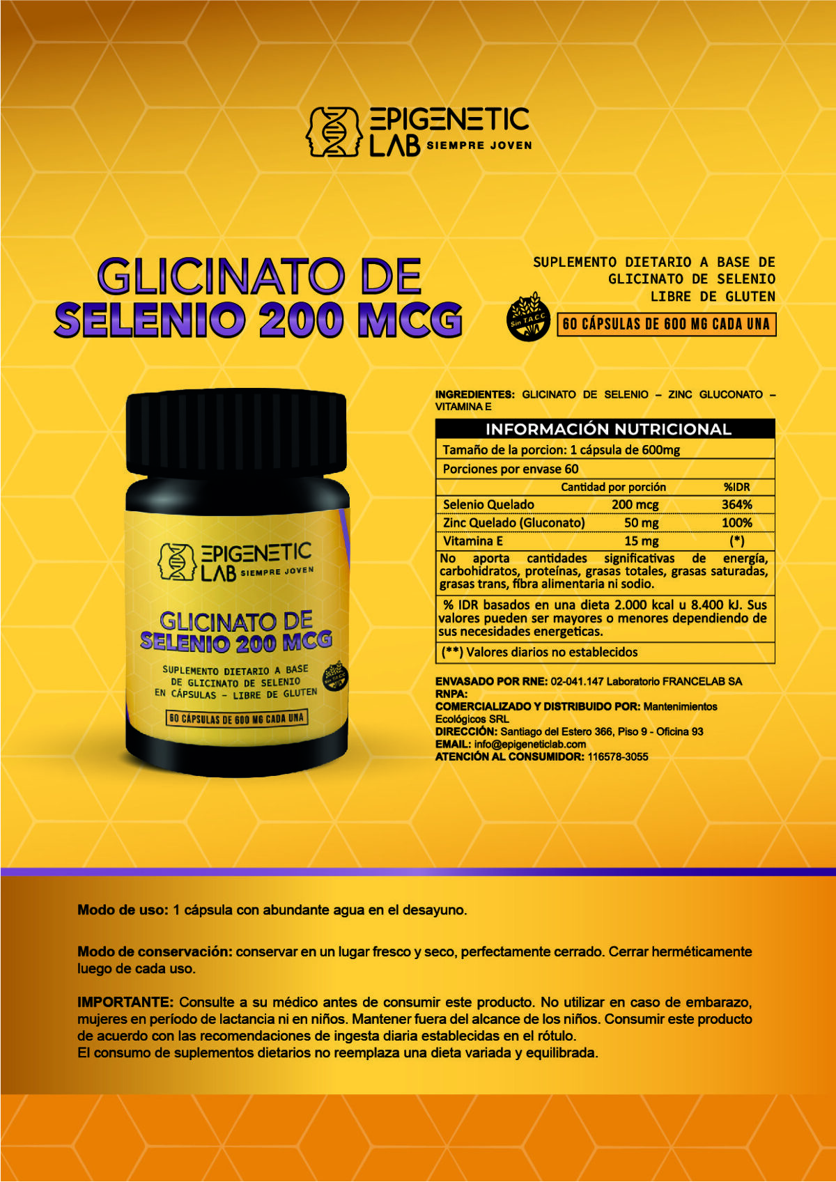 GLICINATO DE SELENIO X 60 CAPSULAS DE 600 MG SIN TACC - Image 5
