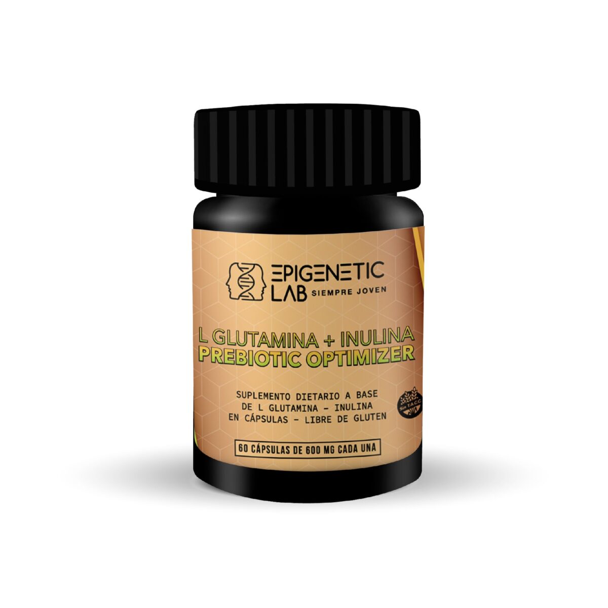 GLUTAMINA + INULINA PREBIOTIC OPTIMIZER X 60 CAPSULAS DE 600 MG SIN TACC