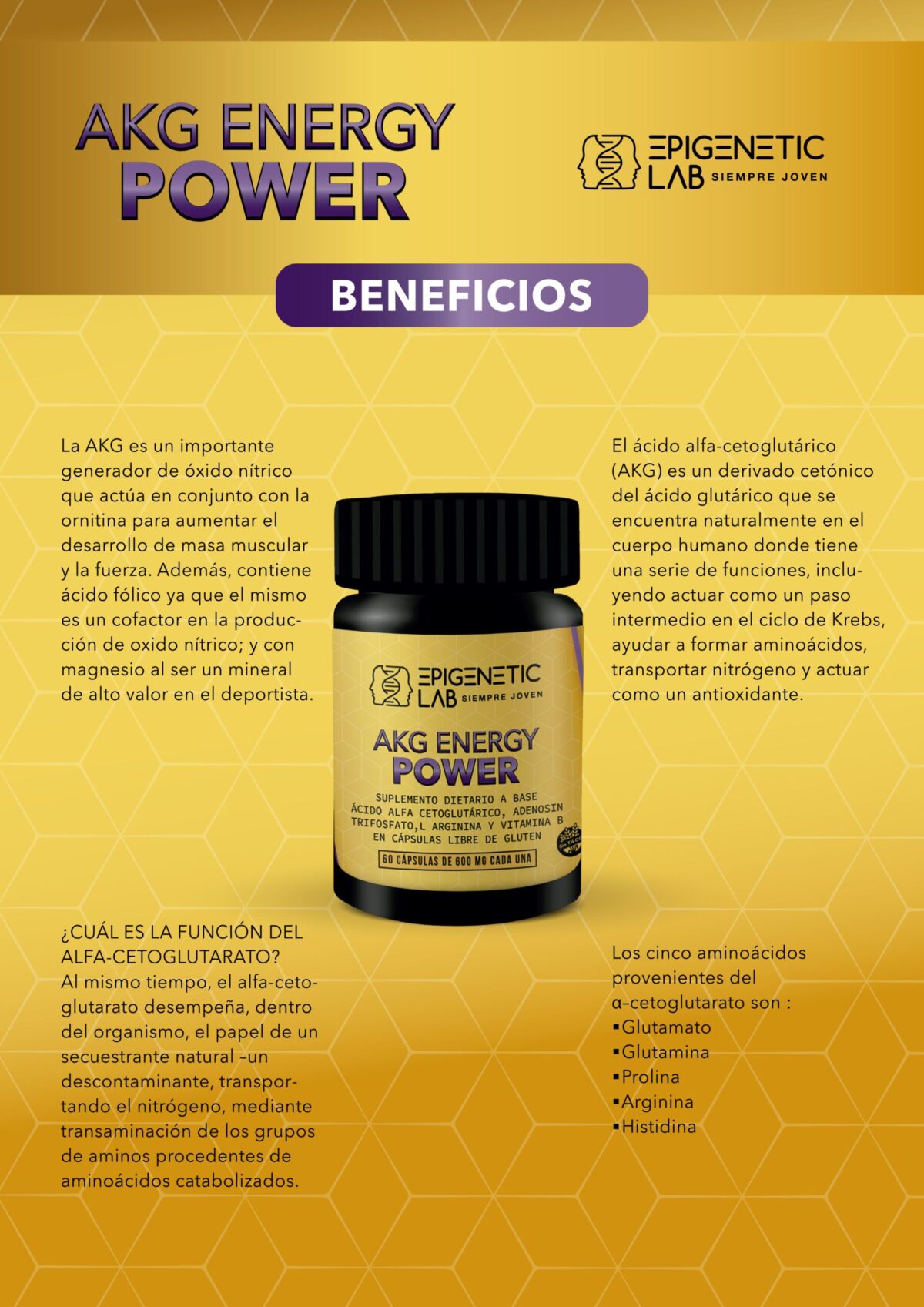 AKG ENERGY POWER X 60 CAPSULAS DE 600 MG SIN TACC - Image 5