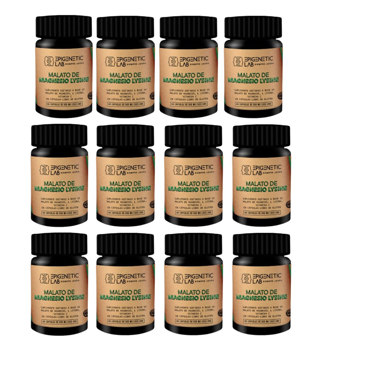 MALATO DE MAGNESIO LYSINE X 60 CAPSULAS DE 600 MG SIN TACC X 12 UNIDADES
